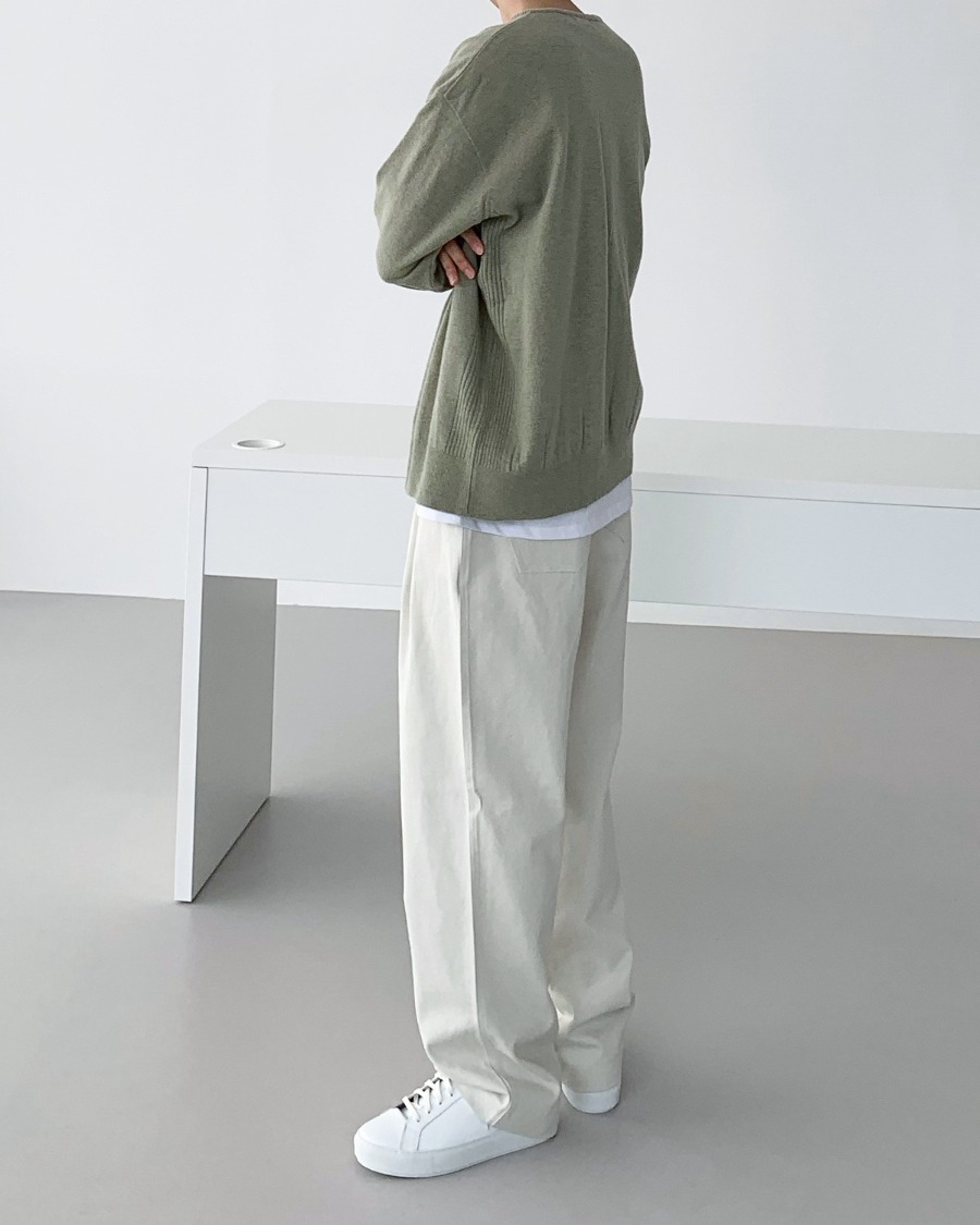fool pin tuck cotton pants (2color)