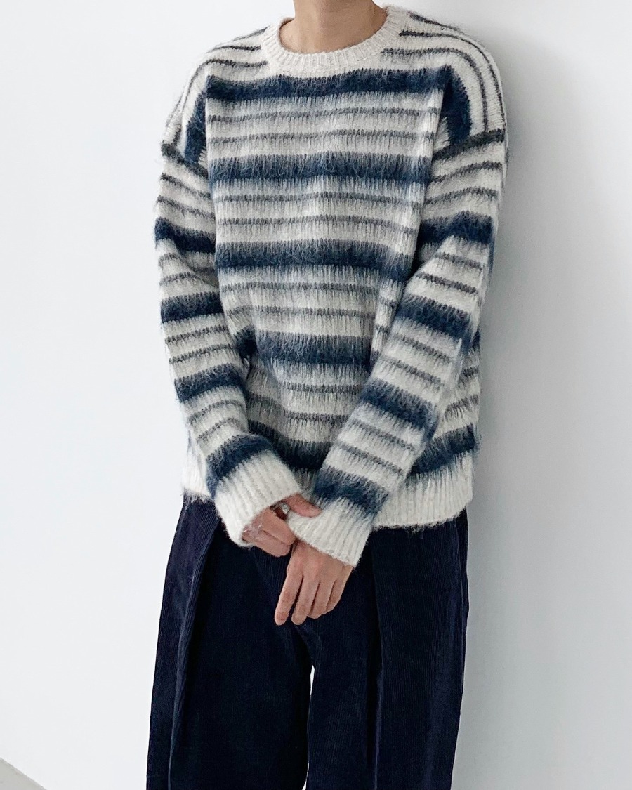 mohair stripe knit wear (4color)