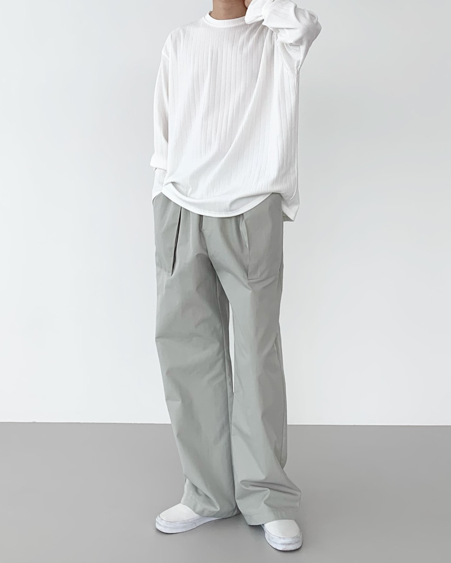 out pocket cotton wide pants (3color)