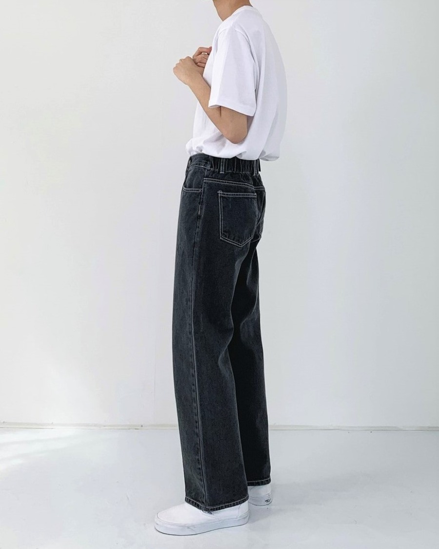 original wide denim pants  (dark gray ver)