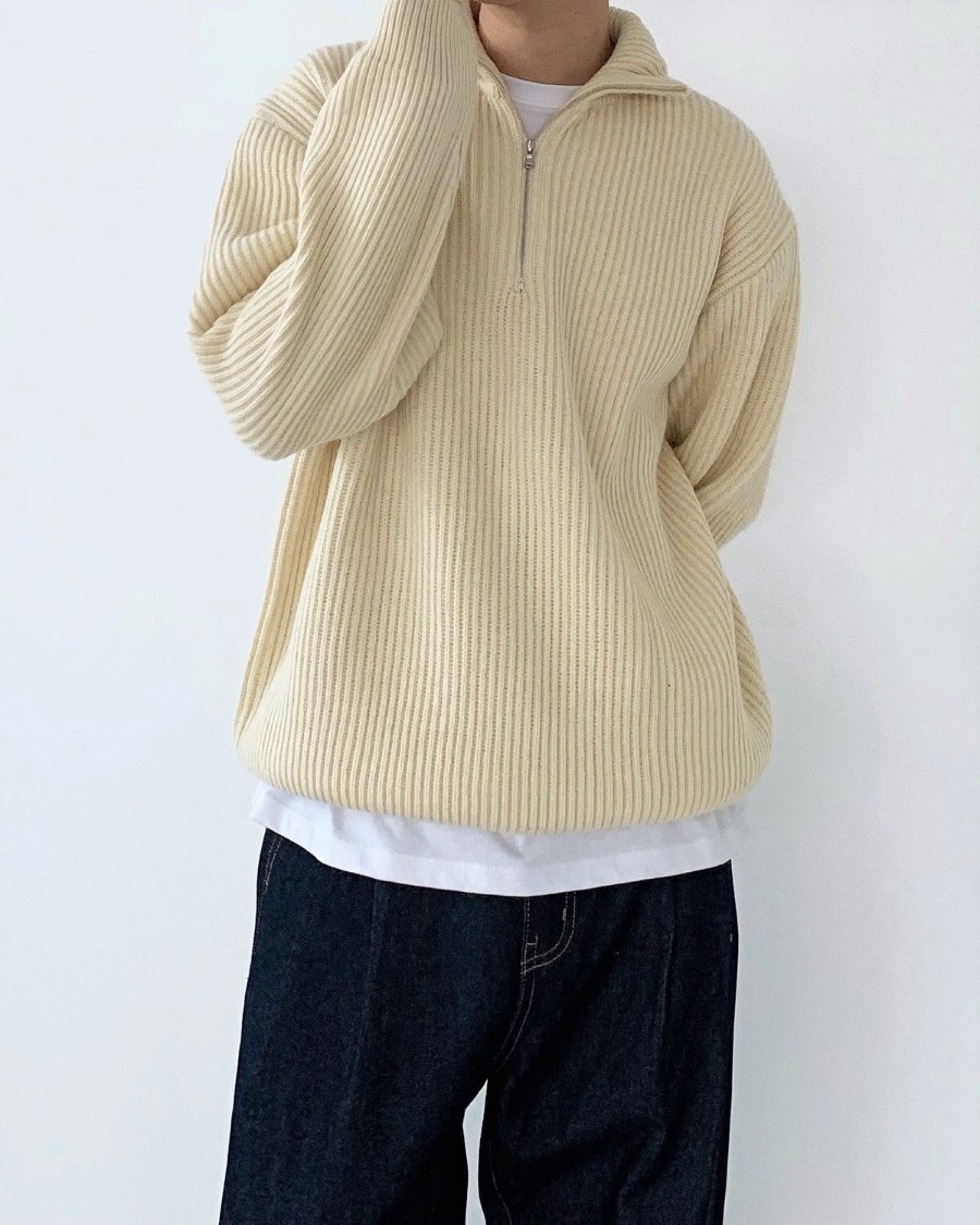 lams wool knit zip up (3color)