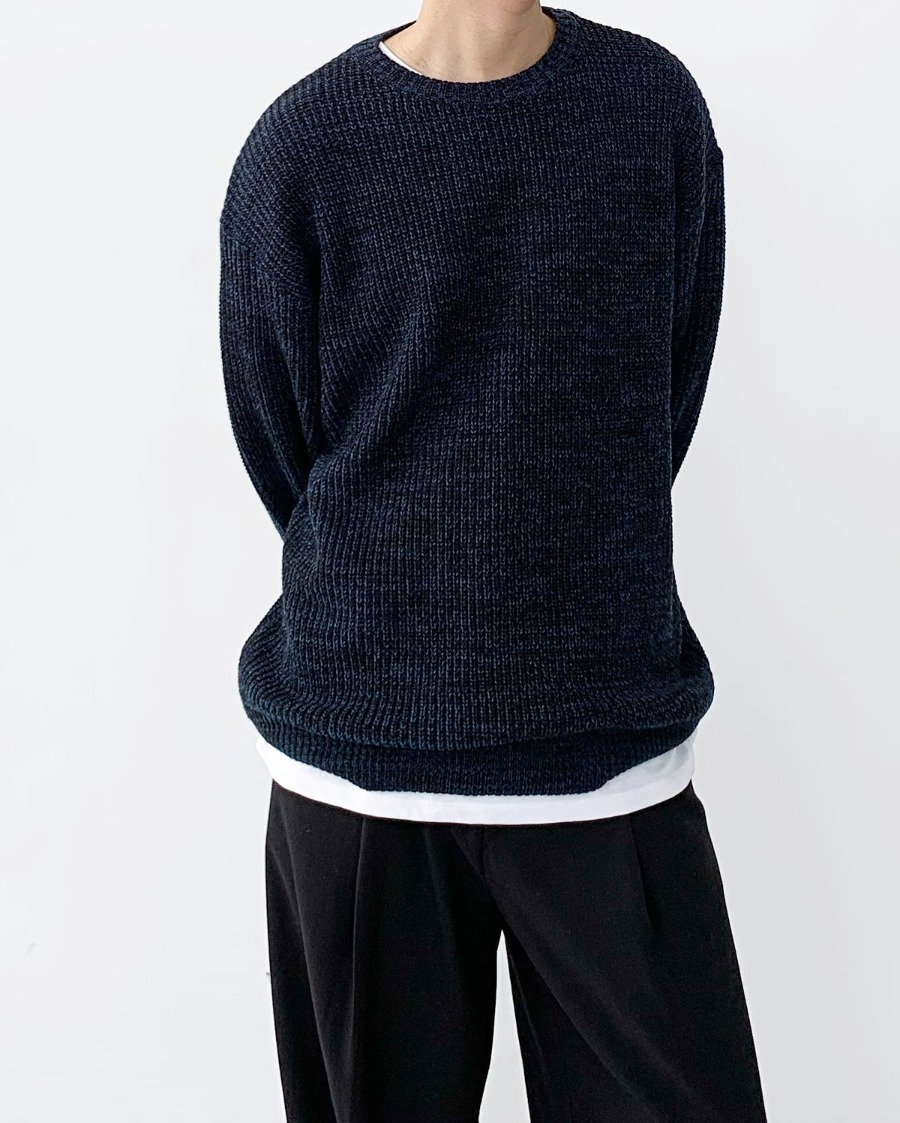 winter mix round knit (4color)