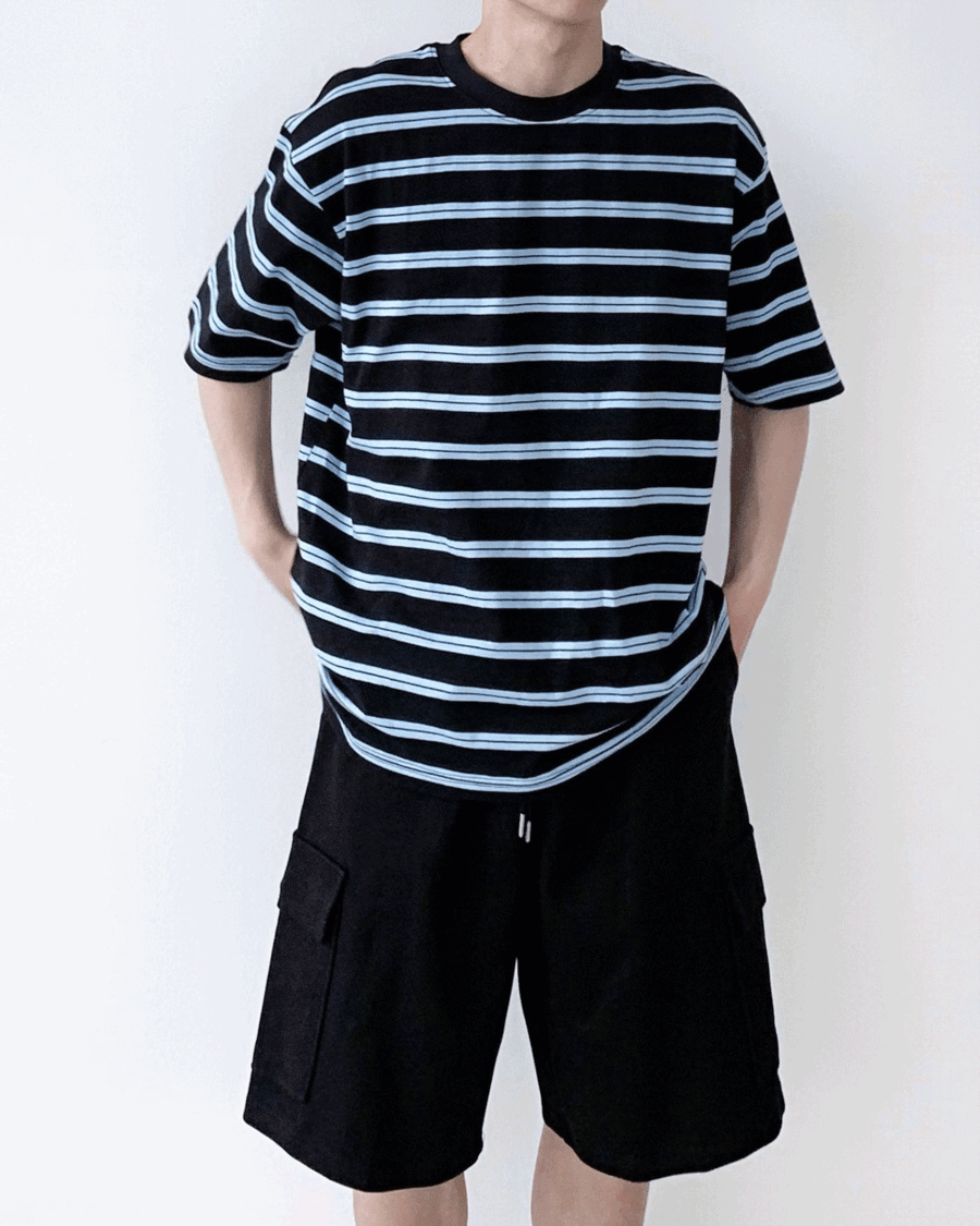 stripe boxy t-shirt (4color)